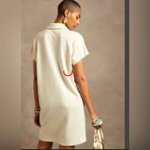 Banana Republic Linen Blend Johnny Collar Shirt Dress- S white , linen blend